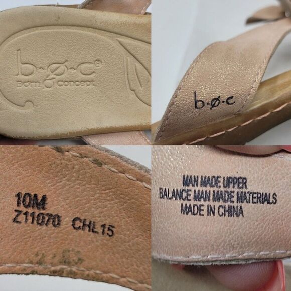 B.O.C. Faux Vegan Leather Flip Flop Sandals 10M Rose Gold 3D Flower Boho - Picture 3 of 10